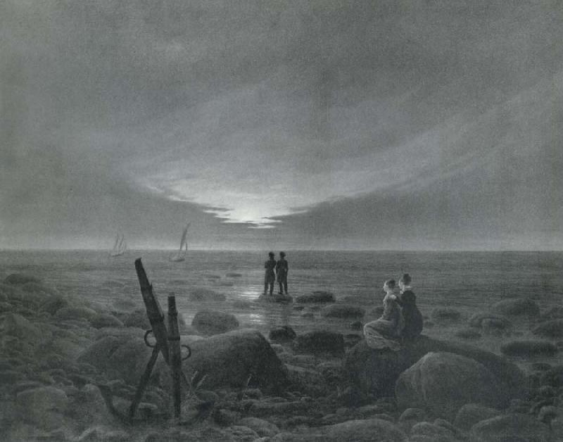Caspar David Friedrich Moonrise over the sea Sweden oil painting art
